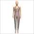 V-neck Lace-up Backless Sequins Tight Jumpsuits