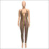 V-neck Lace-up Backless Sequins Tight Jumpsuits