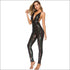 V-neck Lace-up Backless Sequins Tight Jumpsuits