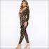 V-neck Lace-up Long-sleeve Jumpsuits