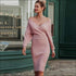 V Neck Lantern Sleeve Sweater Tight Skirt Two Pieces Set