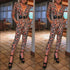 V-neck Long Sleeve Print Jumpsuits