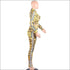 V-neck Print Zipper Crop Top And Slim Pants