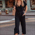 V-neck Short Sleeve With Pocket Jumpsuits