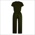 V-neck Short Sleeve With Pocket Jumpsuits