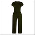 V-neck Short Sleeve With Pocket Jumpsuits