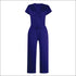 V-neck Short Sleeve With Pocket Jumpsuits
