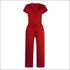 V-neck Short Sleeve With Pocket Jumpsuits