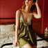 V Neck Side-slit Lace Nightdress And Panty Set