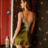 V Neck Side-slit Lace Nightdress And Panty Set