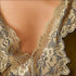 V Neck Side-slit Lace Nightdress And Panty Set