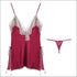 V Neck Side-slit Lace Nightdress And Panty Set