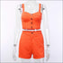 V Neck Single-breasted Cropped Camisole Casual Shorts Women Two-piece Set