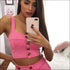 V Neck Single-breasted Cropped Camisole Casual Shorts Women Two-piece Set