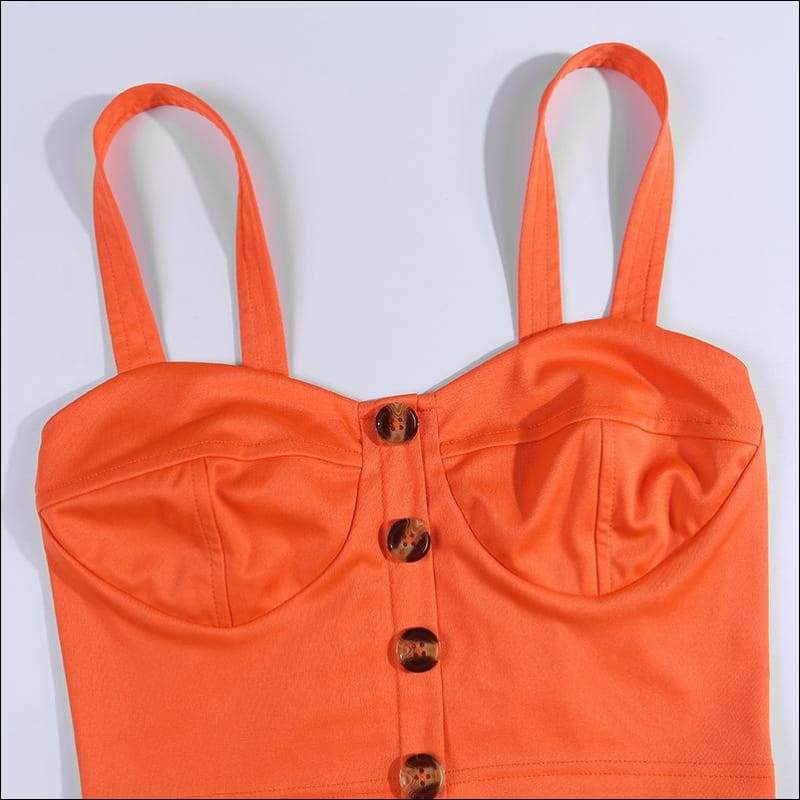 V Neck Single-breasted Cropped Camisole Casual Shorts Women 