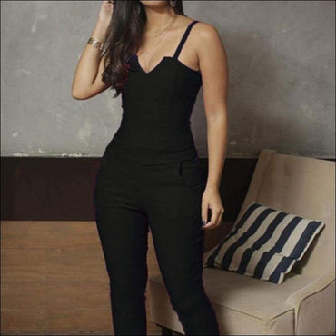 V-neck Sleeveless Solid Color Sling