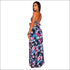 Vacation Flower Printed Backless Halter Camis Side-slit Skirt