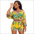 Vacation Leaf Printed V Neck Boho Style Two-piece Set
