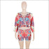 Vacation Leaf Printed V Neck Boho Style Two-piece Set