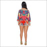 Vacation Leaf Printed V Neck Boho Style Two-piece Set