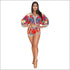 Vacation Leaf Printed V Neck Boho Style Two-piece Set
