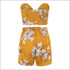 Vacation Strapless Floral Print Knotted Crop Top Loose Shorts Set