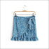 Vacation Tiny Flower Printed Strapless Stretchy Irregular Hemline Skirt