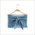 Vacation Tiny Flower Printed Strapless Stretchy Irregular Hemline Skirt