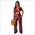 Vacation Tropical Leaf Print Cropped Camis Wide-leg Pants Set