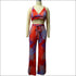 Vacation Tropical Leaf Print Cropped Camis Wide-leg Pants Set