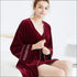 Velvet Fabric Long Sleeves Bathrobe
