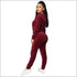 Velvet Hooded Long-sleeve Zipper Top And Sweatpants Casual Two Pieces Sets