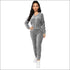 Velvet Hooded Long-sleeve Zipper Top And Sweatpants Casual Two Pieces Sets