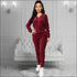 Velvet Hooded Long-sleeve Zipper Top And Sweatpants Casual Two Pieces Sets