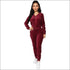 Velvet Hooded Long-sleeve Zipper Top And Sweatpants Casual Two Pieces Sets