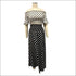 Vintage Contrast Polka Dot Pint Off-shoulder Crop Top Side-slit Skirt