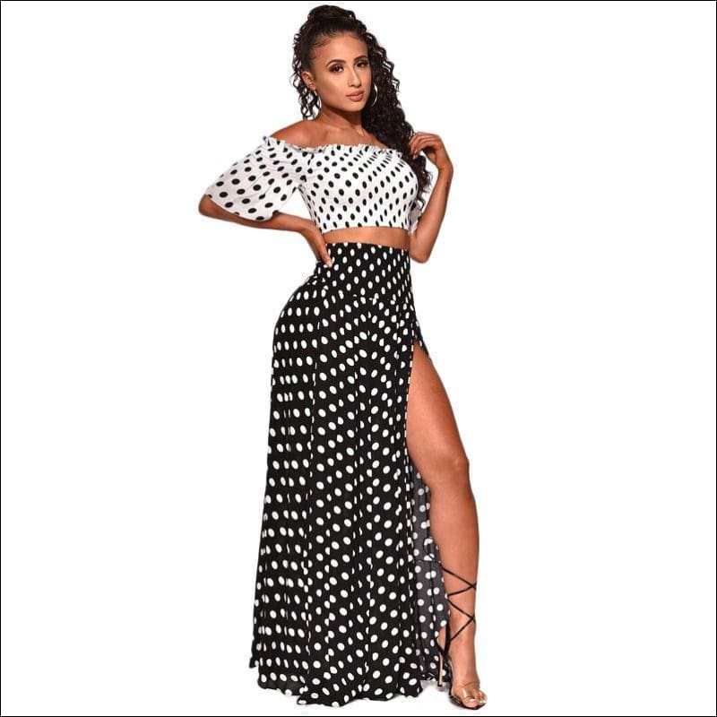 Vintage Contrast Polka Dot Pint Off-shoulder Crop Top 