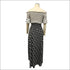Vintage Contrast Polka Dot Pint Off-shoulder Crop Top Side-slit Skirt