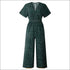 Vintage Polka Dot Print Cropped Surplice Jumpsuits