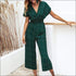 Vintage Polka Dot Print Cropped Surplice Jumpsuits