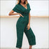 Vintage Polka Dot Print Cropped Surplice Jumpsuits
