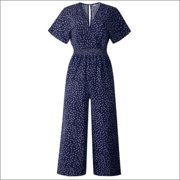Vintage Polka Dot Print Cropped Surplice Jumpsuits