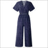 Vintage Polka Dot Print Cropped Surplice Jumpsuits