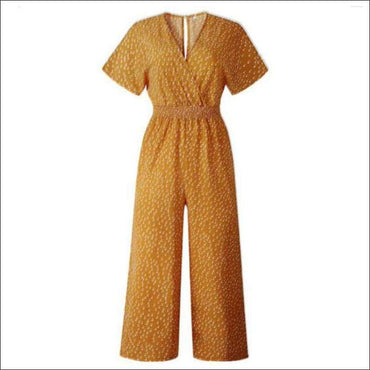 Vintage Polka Dot Print Cropped Surplice Jumpsuits