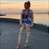 Vintage Print Lapel Long-sleeve Bodysuits Tight Pants Two-piece Set