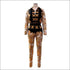 Vintage Print Lapel Long-sleeve Bodysuits Tight Pants Two-piece Set