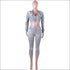 Vintage Punk Style Glitter Zipper Pattern Cropped Top Pants Two-piece Set