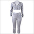 Vintage Punk Style Glitter Zipper Pattern Cropped Top Pants Two-piece Set