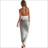 White Lace Halter Tank Tops And Grey Split Long Skirt 2Pcs Set