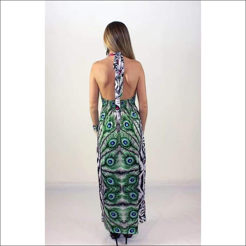 White Tiger Long Backless Dress - Dresses